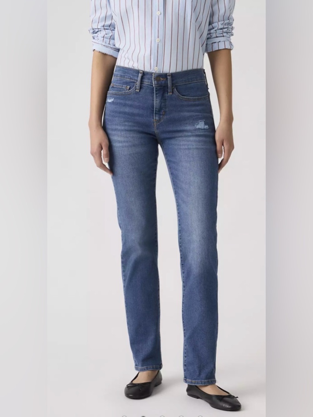 Levi's 314 Shaping Distressed Indigo Blue Straight Women’s Jeans